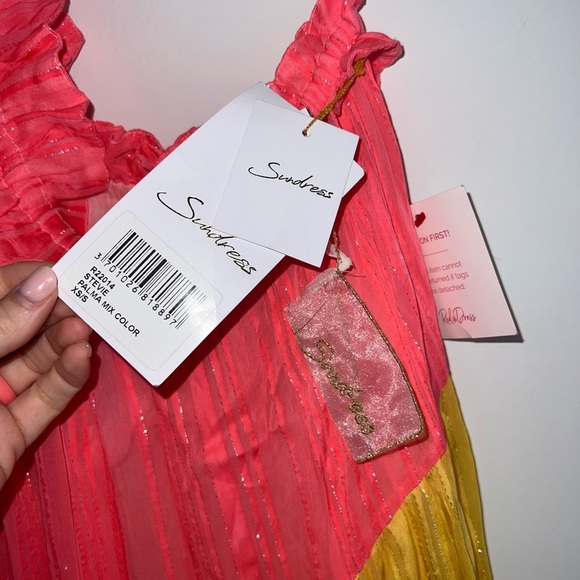 SUNDRESS NEW S/XS Stevie Palma mix color Colorful Ruffled Maxi Dress - Picture 8 of 14